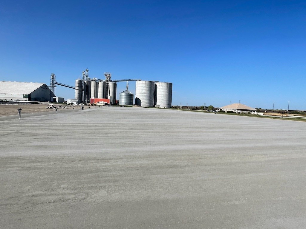 Completed RCC surface at a grain storage facility